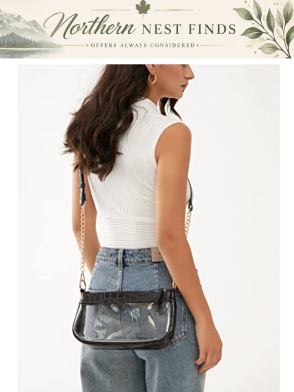 Clear PVC Crocodile Crossbody Shoulder Bag 90s Vegan Leather Stadium Purse - Picture 2 of 6